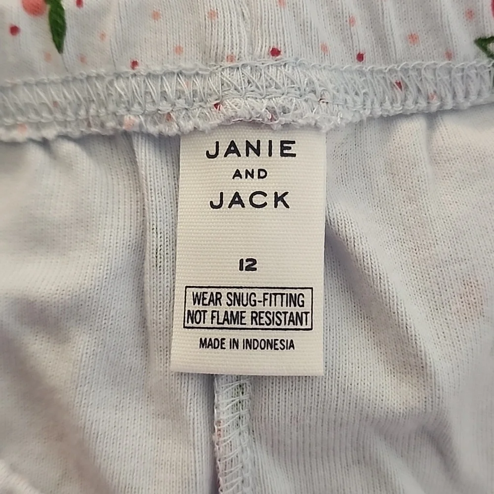 NWT Janie and Jack Blue Cherry Print 2-Piece Pajama Set Size 12‎